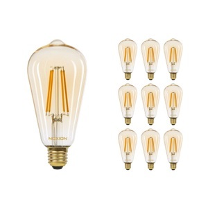 Mehrfachpackung 10x Noxion Lucent LED E27 Edison Fadenlampe Messing 7.2W 630lm - 822 | Dimmbar - Ersatz für 50W
