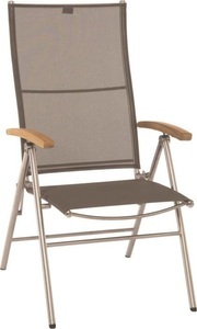Stern, Stern Klappsessel Mali Edelstahl Mit Bezug Batyline Taupe Und Teakarmlehnen, 