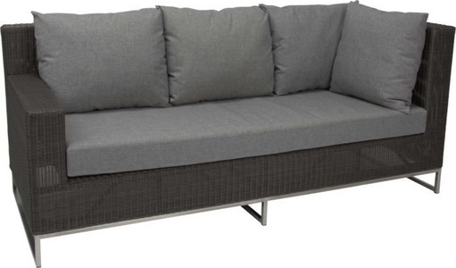 Stern, Stern Dining 3Er-Element Fontana Armlehne Geschlossen Geflecht Basaltgrau/Kissen Seidengrau, 