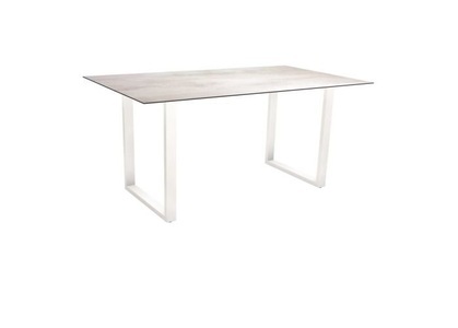 Stern, Stern Kufentisch Aluminium Weiss Mit Tischplatte Silverstar 2.0 Dekor Zement Hell, 