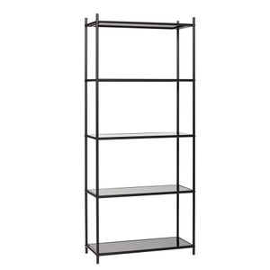 Huebsch, Huebsch Regal M/5 Böden, Glas/Metall, Schwarz, 