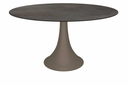 Stern, Stern Tisch Ben Ø 134 cm Aluminium Taupe Mit Tischplatte Silverstar 2.0 Dekor, 
