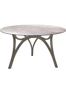 Stern, Stern Tisch Curve Ø 134 cm Teak Patina Grau Mit Tischplatte Silverstar 2.0 Dekor, 