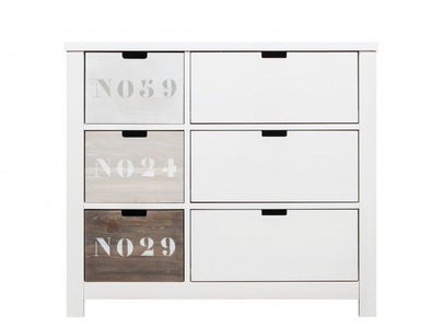 Bopita, Bopita Wickelkommode Basic Wood Mit 3 Offene Fächer/3 Schubladen White Wash, 