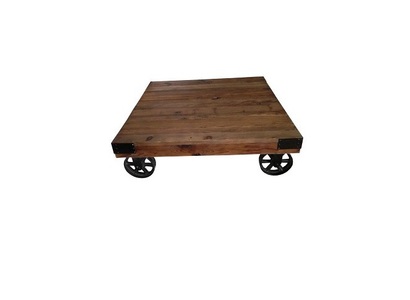 Antic, Antic Table de Salon à Roulettes Peinte 100x100x30, 