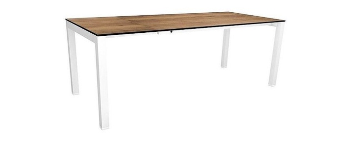 Stern, Stern Ausziehtisch 160/210x90cm Select Aluminium Weiss mit Tischplatte Silverstar Touch Tundra Toffee, 