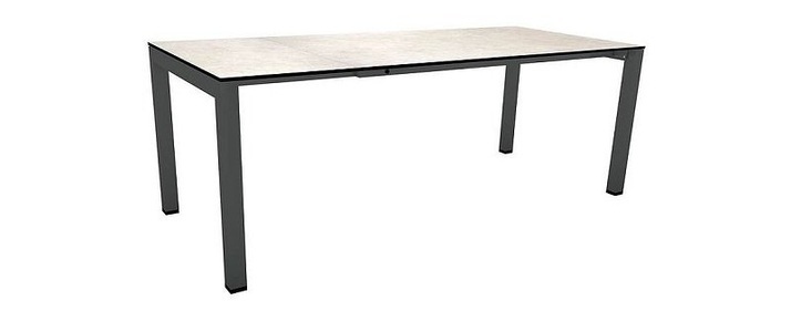 Stern, Stern Ausziehtisch 160/210x90cm Select Aluminium Anthrazit mit Tischplatte Silverstar Travertin, 