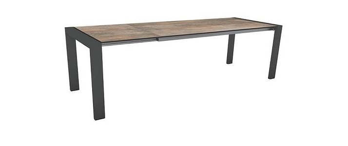 Stern, Stern Ausziehtisch 200/260x90 cm Select Aluminium Anthrazit mit Tischplatte Silverstar Ferro, 