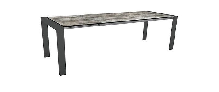 Stern, Stern Ausziehtisch 200/260x90 cm Select Alum. Anthrazit mit Tischplatte Silverstar Tundra Grau, 
