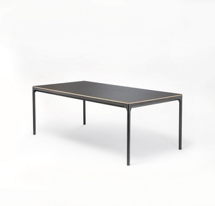 Houe, Houe Four Dining Table - Black Linoleum - Oak Edge - Black Metal Legs, 