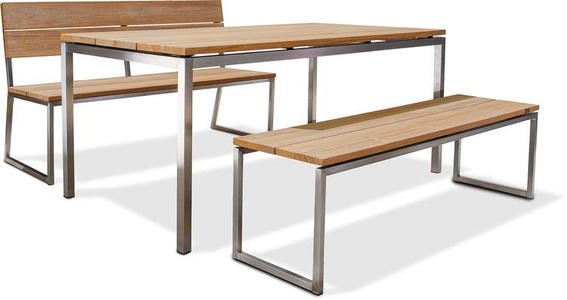 Morosi, Morosi Timber Gartentisch Kombination Aus Rostfreiem Edelstahl Und Teakholz, 