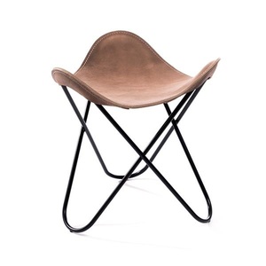 Manufaktur Plus, Manufaktur Plus Hocker Vintage Leder - Hardoy Butterfly Chair, 