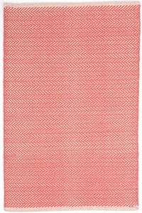 Dash and Albert, Dash and Albert Herringbone Coral Woven Cotton Rug, 