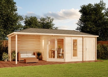 Alpholz, 5-Eck Gartenhaus Liwa mit Anbau, 5-Eck Gartenhaus Liwa mit Anbau