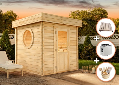 FinnTherm, Sauna-Komplettset Saunahaus Cubus, Comfort Set Saunahaus Cubus