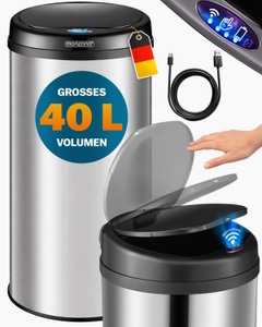 Monzana ®, Sensor Mülleimer Silber Edelstahl 40 Liter