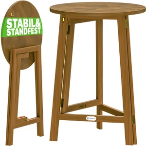 Casaria, Casaria Stehtisch Akazienholz Ø78cm klappbar, Stehtisch Akazienholz Ø80cm klappbar
