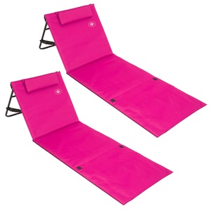 Deuba®, Deuba 2x Strandmatte gepolstert, mit Lehne & Kopfkissen pink, Strandmatte 2er-Set Pink 158x56x46cm gepolstert