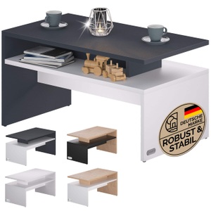 Casaria, Couchtisch Sacramento Weiß/Schwarz 92x50x47cm, Couchtisch Sacramento Weiß/Anthrazit 95x55x50cm