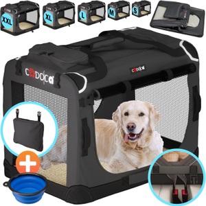 CADOCA, Hundetransportbox Anthrazit M 60x42x42cm, Hundebox Anthrazit M 60x42x44cm