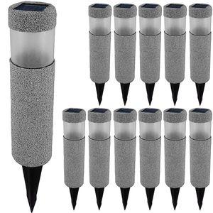 Deuba®, Deuba LED Solarleuchte 12er-Set Steinoptik, LED Solarleuchte 12er-Set Beige-Grau Steinoptik