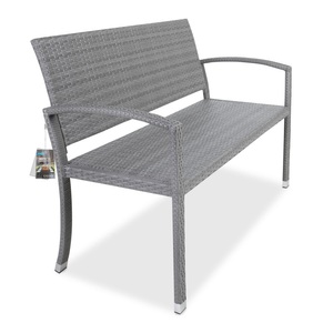 Casaria, Casaria Polyrattan Gartenbank Grau 122x52x86cm, Polyrattan Gartenbank Grau 122x58x87cm