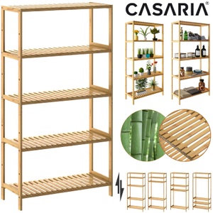 Casaria, Casaria Standregal Badregal Bambus 5 Ablagen höhenverstellbar 130x60x26cm, Standregal Badregal Bambus 130x60x26cm Ablagen höhenverstellbar
