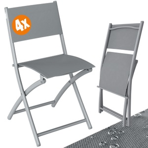 Casaria, Gartenstuhl 4er-Set Grau, 