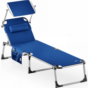 Casaria, Casaria Sonnenliege Malta Blau Alu mit Sonnendach, Sonnenliege Malta Blau 210x61x35cm Alu Sonnendach