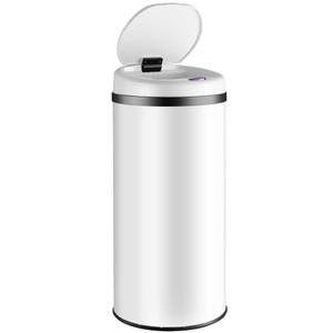 Monzana ®, Sensor Mülleimer Weiß Edelstahl 50 Liter, Sensor Mülleimer Weiß Edelstahl 50L