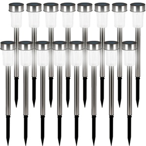 Deuba®, LED Solarleuchte 16er-Set Edelstahl, LED Solarleuchte 16er-Set Edelstahl