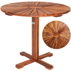 Casaria, Casaria Sunrise Gartentisch aus vorgeöltem Akazienholz Ø 70,5cm braun, Gartentisch Sunrise Braun Akazienholz Ø70cm