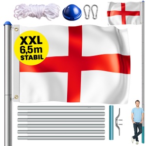 Monzana ®, Fahnenmast Alu 650cm inkl. UK-Flagge, Fahnenmast Alu 650cm mit England/UK-Flagge