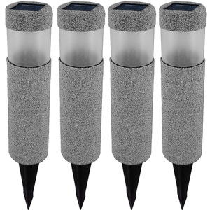 Deuba®, Deuba LED Solarleuchte 4er-Set Steinoptik, LED Solarleuchte 4er-Set Beige-Grau Steinoptik