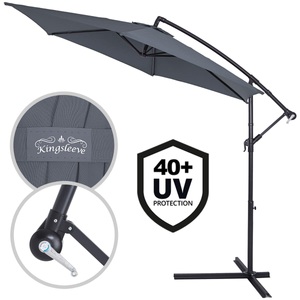 Kingsleeve, Kingsleeve Ampelschirm Anthrazit Alu Ø300cm UV-Schutz 40+, 
