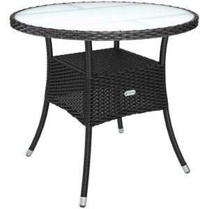 Casaria, Casaria Polyrattan Tisch Schwarz Ø80cm