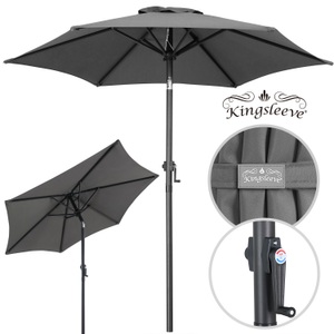 Kingsleeve, Kingsleeve Sonnenschirm Fiji Anthrazit Ø200cm mit Kurbel