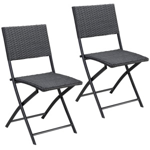 Casaria, Casaria Polyrattan Klappstuhl Rom 2er-Set Schwarz
