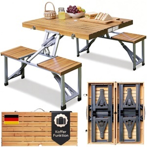 Deuba®, Deuba® Campingtisch Holz Alu für 4 Personen klappbar