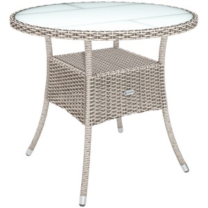 Casaria, Casaria Polyrattan Tisch Creme Ø80cm