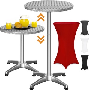 Casaria, Stehtisch Silber 115x60cm + Stehtischhusse Rot Ø60cm