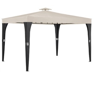 Casaria, Casaria Polyrattan Pavillon Schwarz-Creme 3x4m, Polyrattan Pavillon Schwarz/Creme 3x4m