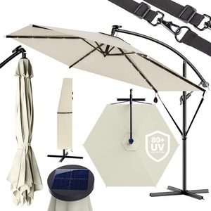 Kingsleeve, Kingsleeve LED Solar Ampelschirm Haiti Creme Ø300cm, LED Solar Ampelschirm Haiti Creme Ø300cm UV-Schutz 80+