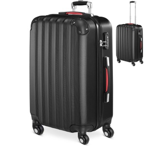 Deuba®, Deuba Koffer Hartschale Baseline Schwarz L aus ABS 62l 39,5x25x60cm, Hartschalenkoffer L Rollen 360º Reisekoffer 62L Schwarz ABS