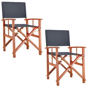 Deuba®, Deuba Regiestuhl Cannes 2er-Set Anthrazit Eukalyptus FSC®-zertifiziert, Regiestuhl Cannes 2er-Set Anthrazit Eukalyptus FSC®-zertifiziert