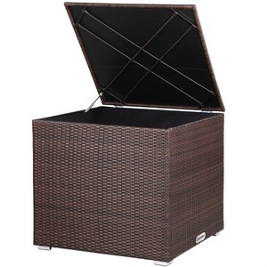 Deuba®, Deuba Polyrattan Auflagenbox Braun 75x75x70cm, Polyrattan Auflagenbox Braun 318L