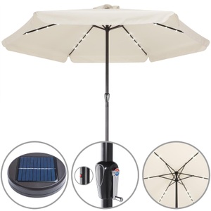 Kingsleeve, Kingsleeve LED Solar Sonnenschirm Athen Creme Ø330cm, LED Solar Sonnenschirm Athen Creme Ø330cm UV-Schutz 80+