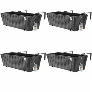 Casaria, Polyrattan Blumenkasten 4er-Set Schwarz, 