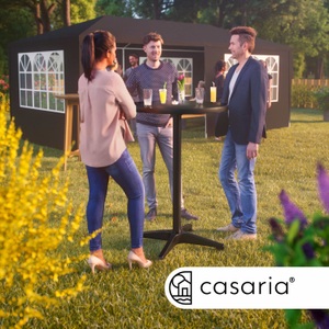 Casaria, Stehtisch 2er-Set Schwarz Alu Ø60cm klappbar, höhenverstellbar, Stehtisch 2er-Set Schwarz Alu Ø60cm klappbar, höhenverstellbar