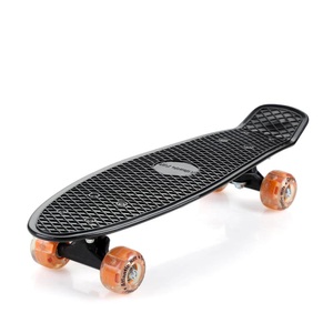 Deuba®, Deuba Retro Skateboard Schwarz/Orange mit LED, Retro Skateboard Schwarz/Orange mit LED